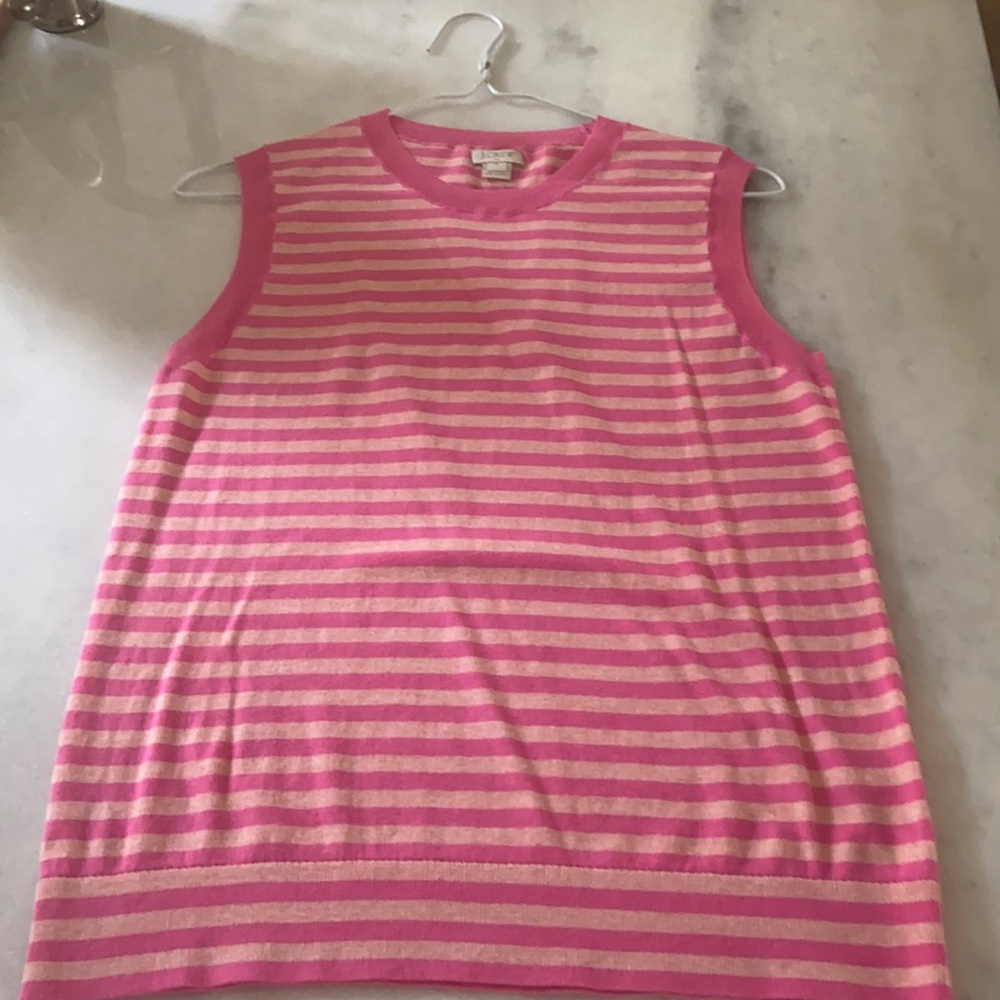 J.Crew Sleeveless Striped Pink sweater small